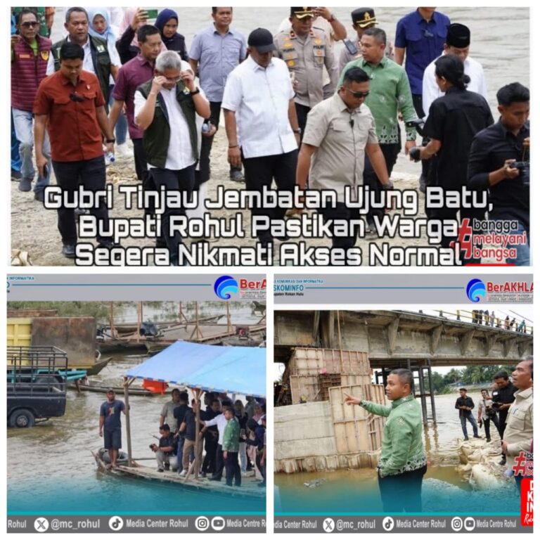 Gubri Tinjau Perbaikan Jembatan Ujung Batu, Gubri H.Abdul Wahid: “Jembatan Ujung Batu Bakal Kembali Di Buka Dalam 1 Bulan”