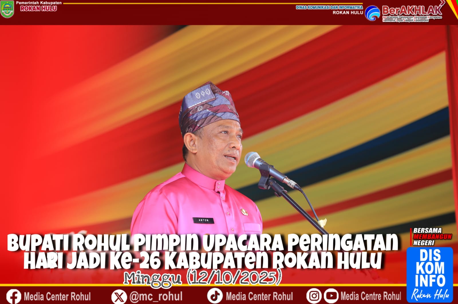 Kabupaten Rokan Hulu Merayakan Hari Jadi ke-26 Dengan Upacara Khidmat