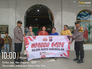Polsek Kunto Darussalam Gelar Minggu Kasih Di Gereja HKBP Sei Intan