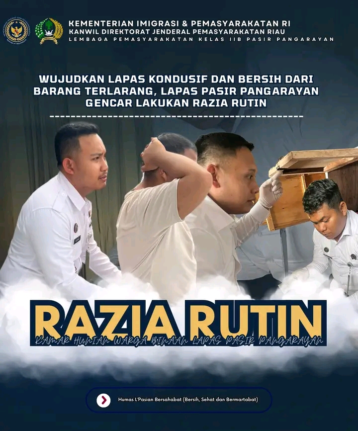 Lapas Pasir Pengaraian Lakukan Razia Rutin Untuk Jaga Keamanan Dan Ketertiban