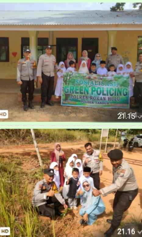 Polsek Tandun Laksanakan Green Policing, Tanam Pohon Di TK Harapan Bangsa