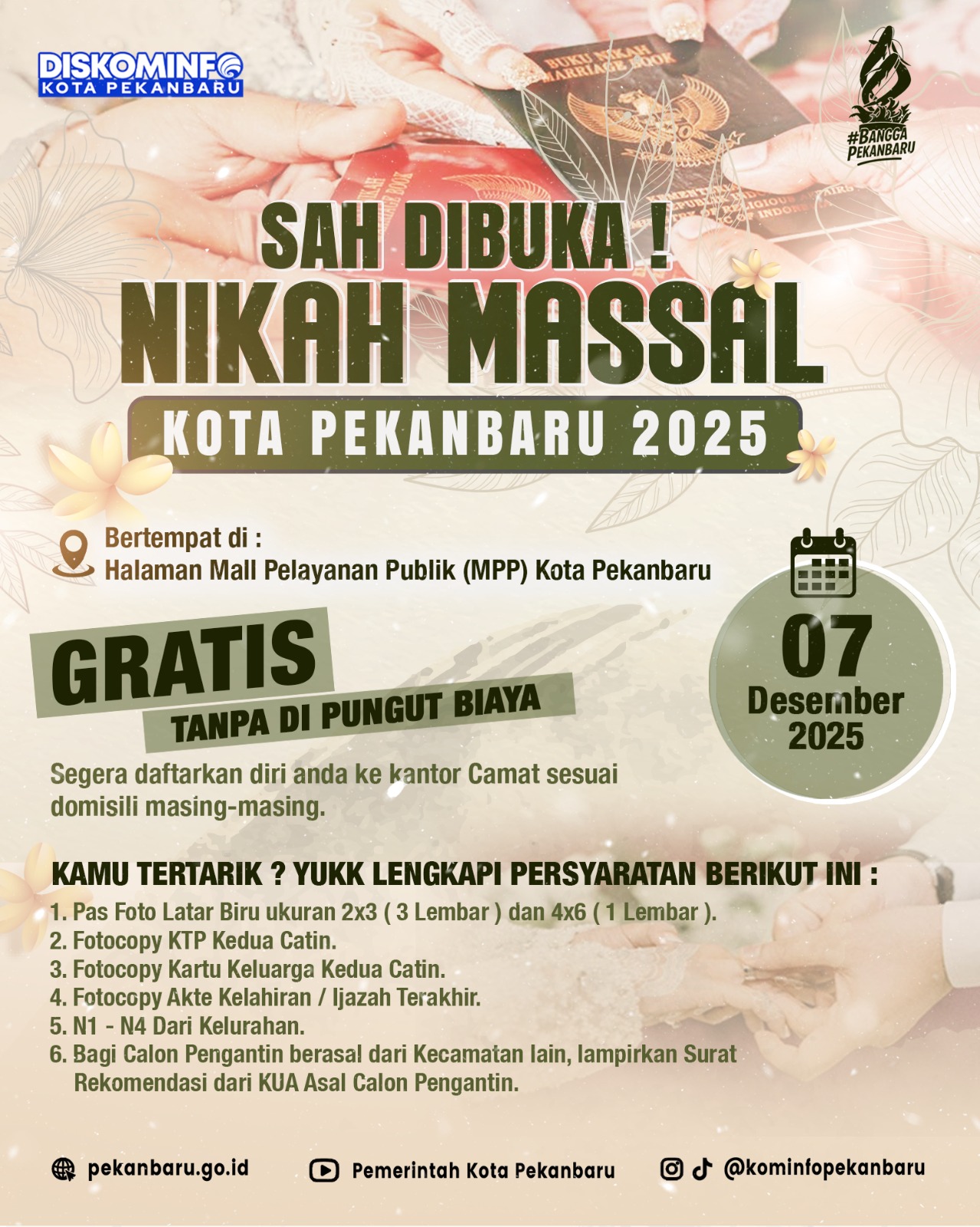 Nikah Massal dan Sidang Isbat Gratis, Bukti Nyata Kepedulian Pemko Pekanbaru untuk Warga