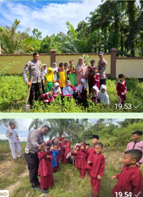 Polres Rokan Hulu Tanam Pohon Di 23 Sekolah, Wujudkan Green Policing