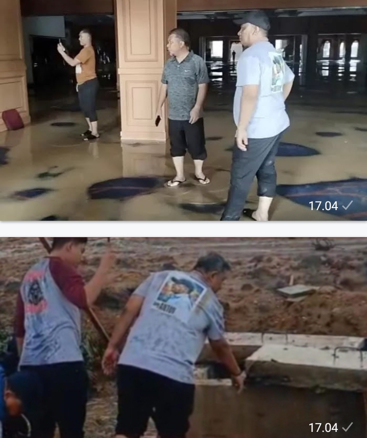 Bupati Rohul Anton, ST MM Turun Langsung Atasi Banjir Di Islamic Center Pasir Pengaraian