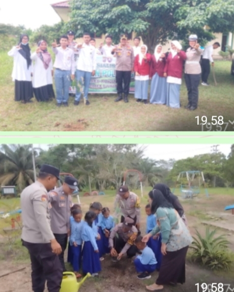 Polres Rokan Hulu Laksanakan Green Policing, Tanam Ribuan Pohon Dan Edukasi Anti-Bullying