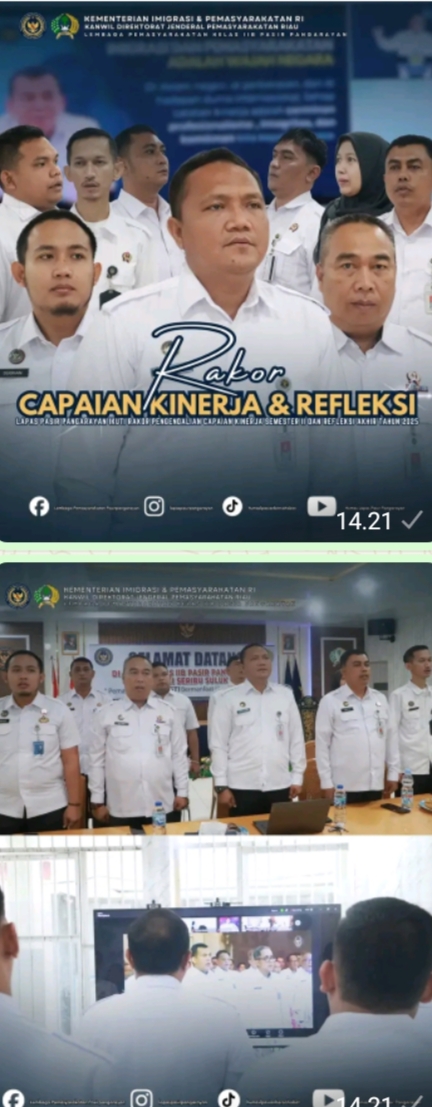 Lapas Kelas IIB Pasir Pengaraian Ikuti Rapat Koordinasi Pengendalian Capaian Kinerja Semester II Dan Refleksi Akhir Tahun 2025