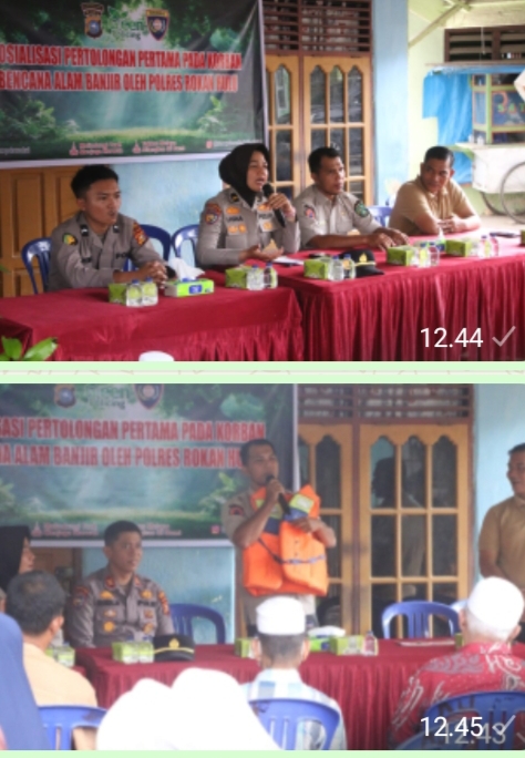 Kolaborasi Sat Binmas Polres Rohul Dan BPBD Gelar Edukasi Masyarakat Tentang Pertolongan Pertama Di Wilayah Rawan Banjir